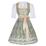 Oktoberfest Dirndl Kleid für Damen – Grünes Trachtenkleid mit Schürze & Bluse – Grün