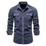 Herren Denim-Hemd mit Brusttaschen und modernem Schnitt Aliams – Dunkelblau