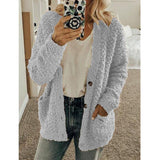 Teddy Damen Fleecejacke Mit Kapuze | Flauschiger Wintermantel – Grau