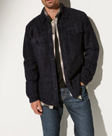Herren elegante Wildlederjacke mit praktischen Taschen Aliams – Dunkelblau