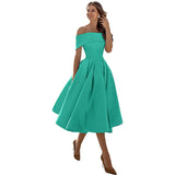 Hilf | Legeres, satiniertes Abendkleid für Damen – Blau Grün
