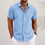 Marcus | Elegante Kurzarmbluse – Hell Blau