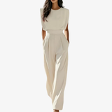 Uarutara - Eleganter Jumpsuit Mit Gürtel – Beige