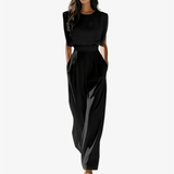 Uarutara - Eleganter Jumpsuit Mit Gürtel – Schwarz