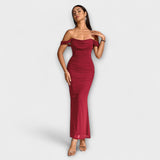 Ione - Off-Shoulder Ruffled Bodycon Dress – Weinrot