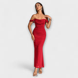 Ione - Off-Shoulder Ruffled Bodycon Dress – Rot