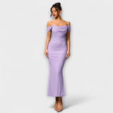 Ione - Off-Shoulder Ruffled Bodycon Dress – Flieder