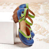 Offene Mittelblocksandalen Mit Zehenausschnitt - Jenna – Blau