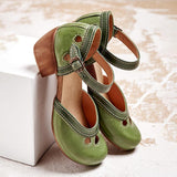 Offene Mittelblocksandalen Mit Zehenausschnitt - Jenna – Grün