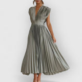 Casey | Elegantes und edles Maxikleid – Silber