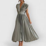 Vivica | Luxuriöses Samt-Maxikleid – Silber