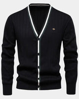 Joachim | Herren Baumwollpullover mit Knöpfen – Knopf Pullover Herren – Schwarz