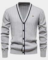 Joachim | Herren Baumwollpullover mit Knöpfen – Knopf Pullover Herren – Hellgrau