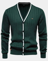 Joachim | Herren Baumwollpullover mit Knöpfen – Knopf Pullover Herren – Dunkelgrün