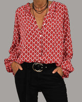 Omara - Damen Bluse mit V-Ausschnitt – Rot