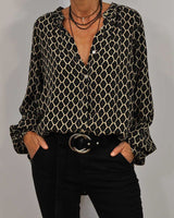 Omara - Damen Bluse mit V-Ausschnitt – Schwarz