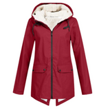 Damen Winter Wasserdichter Trenchcoat | Mit Kapuze – Rot