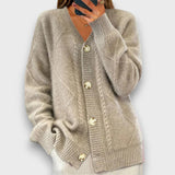 Erelia – Strickcardigan mit Knopfleiste – Grau