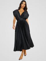 AMAYA PLEATED MIDI – Schwarz