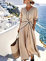 Rimgaile - Elegantes Kleid Mit Schmeichelnder Taille – Beige