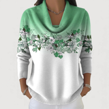 Lineea – Pullover Mit Floralem Rollkragen – Grün