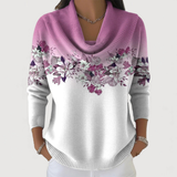Lineea – Pullover Mit Floralem Rollkragen – Violett