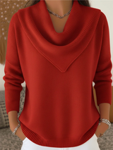 Tavelin - Soft-Touch-Pullover mit Wasserfallkragen – Rot