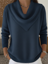 Tavelin - Soft-Touch-Pullover mit Wasserfallkragen – Marineblau