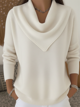 Tavelin - Soft-Touch-Pullover mit Wasserfallkragen – Weiß