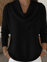 Tavelin - Soft-Touch-Pullover mit Wasserfallkragen – Schwarz