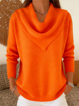 Tavelin - Soft-Touch-Pullover mit Wasserfallkragen – Orange