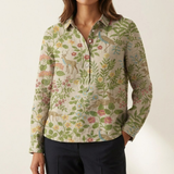 Elena – Gemustertes Leinenhemd – Beige