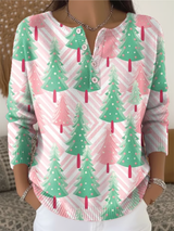 Nora - Weihnachtsstrickpullover mit Tannenbaumdruck – Mehrfarbig
