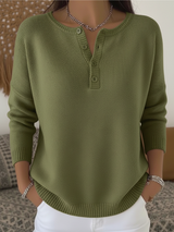 Elena™ – Strickpullover mit Knopfverschluss – Grün