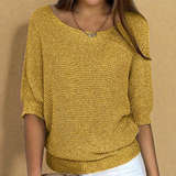 Katrine – Strickpullover Mit Rundhalsausschnitt – Gelb