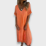 Tirelle – Luftiges Kleid mit V-Ausschnitt – Orange
