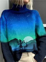 Fenna - Winterpullover mit Nachthimmel und Rehen – Mehrfarbig