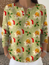 Mary – Weihnachts-Pullover mit Weihnachtsmann-Print – Mehrfarbig