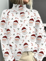Romy - Weihnachts-Pullover mit Weihnachtsmann-Print – Weiß