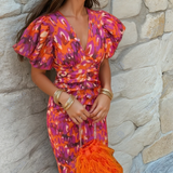 Carole | Lebendiges Party-Kleid mit spektakulären Details – Orange