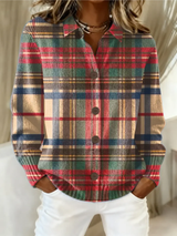 Nora – Karierte Strickbluse – Mehrfarbig