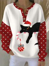 Mila - Weihnachtspullover mit Katze – Weiß