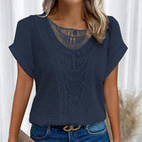 Soft Bloom - Hemd mit Spitze für jeden Tag – Marineblau