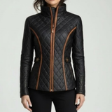 Alfreda™ - Diamantgesteppte Gefütterte Jacke – Schwarz