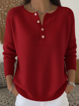 Nora™ – Weicher Pullover mit Knopfdetail – Rot