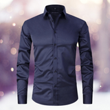 Regor - Faltenfreies Stretchhemd – Marineblau