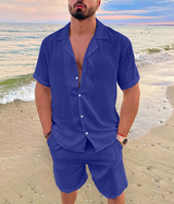 Julian Kurzarmhemd und Shorts Set – Blau