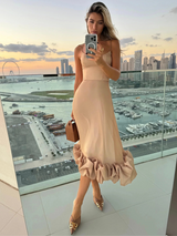 VIVIENNE RUFFLE DRESS – Beige