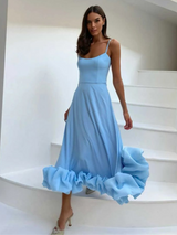 VIVIENNE RUFFLE DRESS – Hellblau