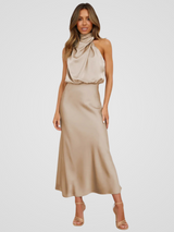 AURA DRAPE MIDI – Beige